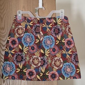 Ethnic Jacquard Floral Fabric Mini Winter Skirt Small